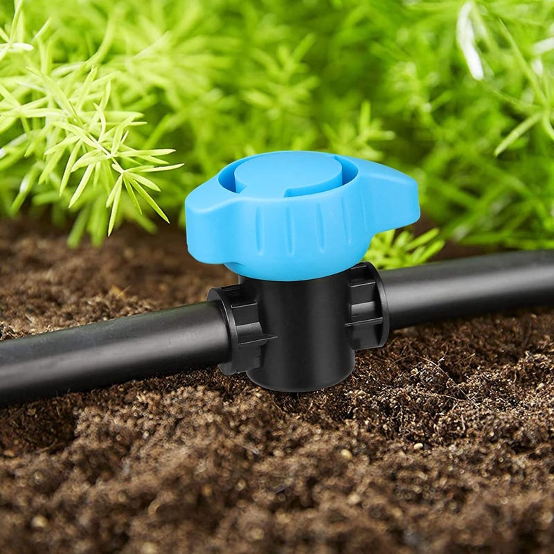 JAYEE Drip Irrigation Valve Tubing Fittings 1/2 inch, 4 Pcs Barbed Switch Valves Drip Line Parts for 1/2 Inch Drip Irrigation Tubing (.570-.620" ID), Shut Off On Water Flow for Sprinkler Systems - Image 5